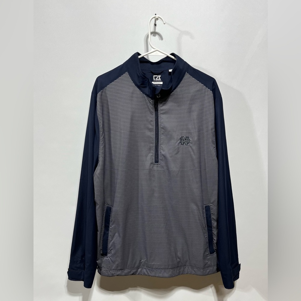 Cutter & Buck Menβs Notre Dame Stretch Ecoβ Zip Quarter Zip Pullover Size Large